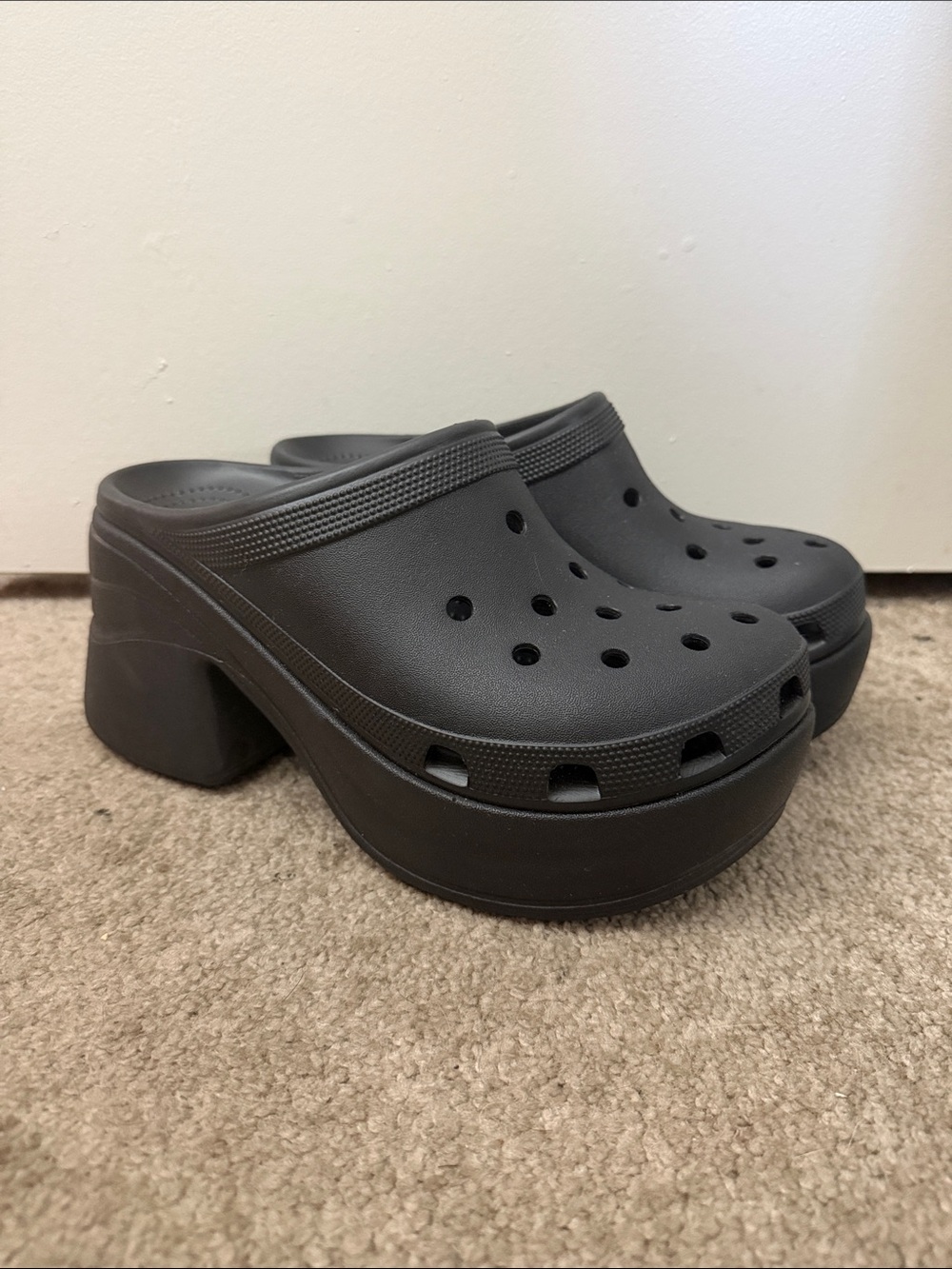 CROCS Black Platform Clog Heels